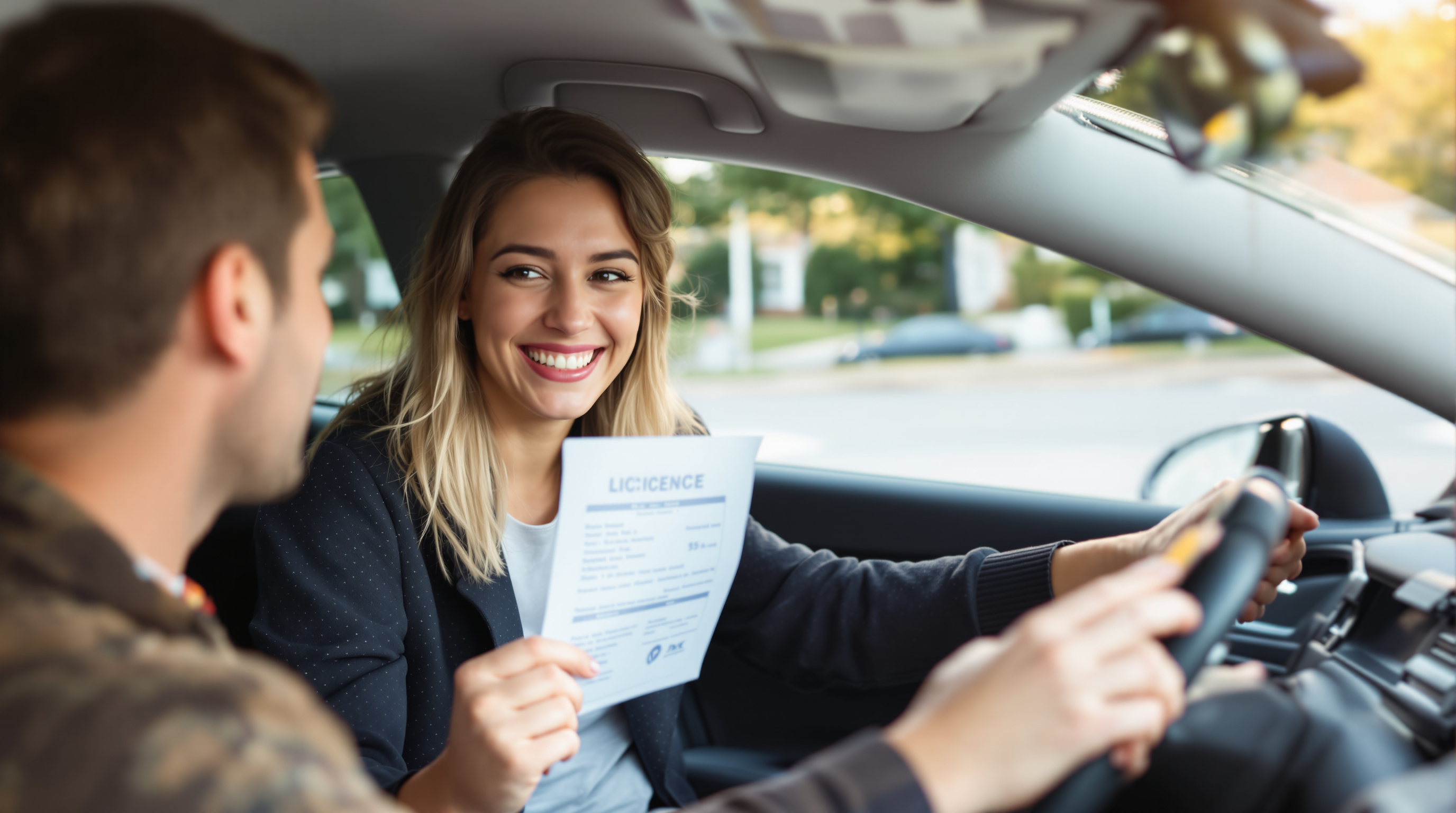 Jeune conducteur heureux après avoir obtenu son permis B au Havre